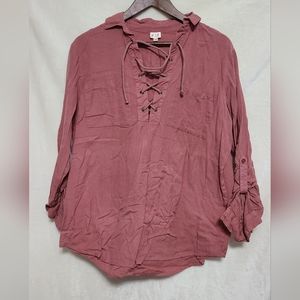 K.I.T. Dusty Rose Peasant Blouse Size L